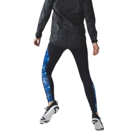 Lululemon Rain-On Train-On Women's Black Blue Full Length Leggings Size 8 - Picture 13 of 13